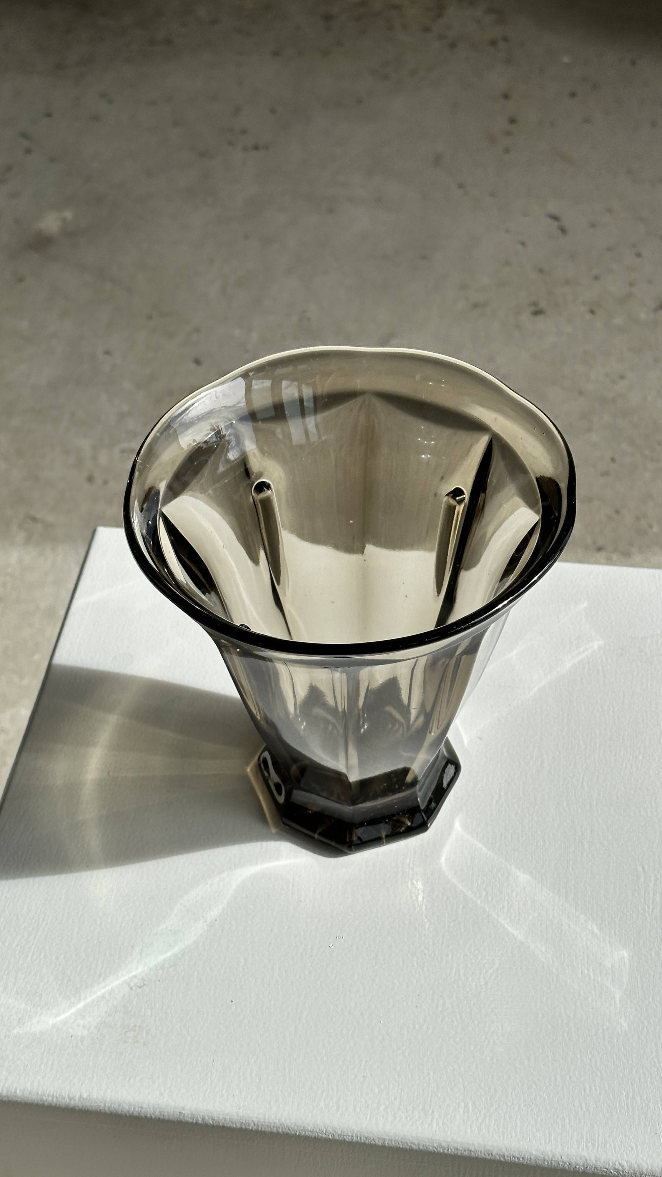 Smoked molded glass vase H:17cm