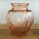 Pressed glass vase molded pink Art Deco