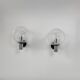 Pair of vintage XL wall lights, chrome metal and bubble glass, France, 1970.