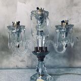 Pair of Sèvres candelabra in crystal and brass of the 20th century France 1950