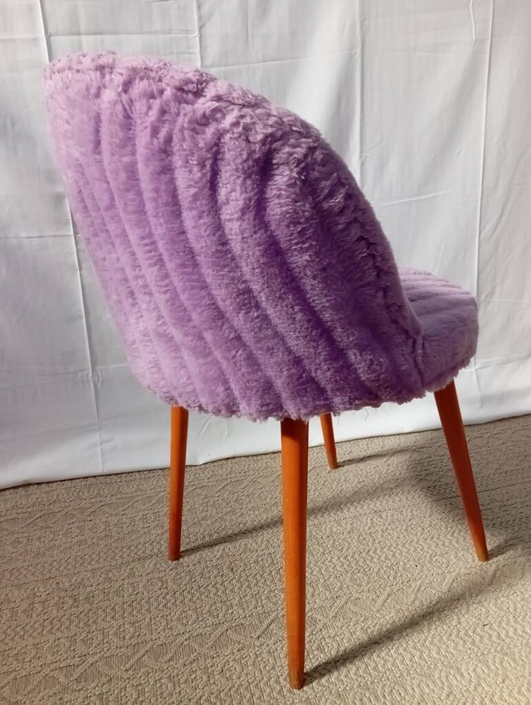 Lilac furry chair from the 50s
