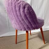 Chaise moumoute lilas années 50