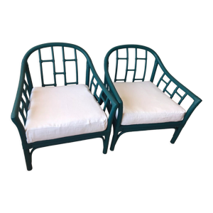 paire de fauteuils vintage - rotin