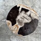 Small black, white and gray petrified wood side table H28cm D:18.5