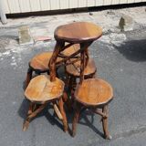 Table and 6 brutalist stools 1970