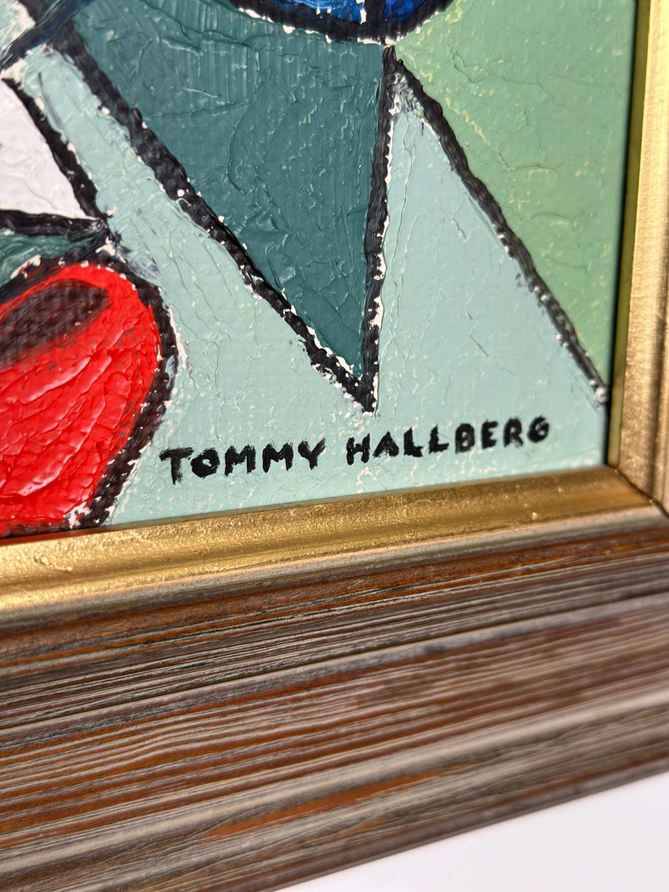Mid Century Swedish Oil on Panel –  Harbour scene by Tommy Hallberg