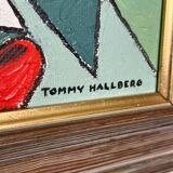 Mid Century Swedish Oil on Panel –  Harbour scene by Tommy Hallberg