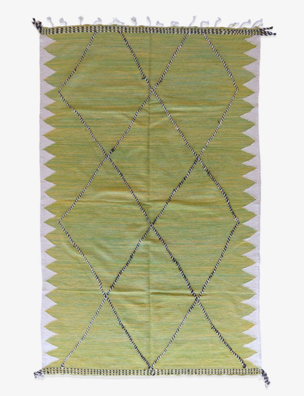 Lime green Kilim rug - 307 x 196 cm