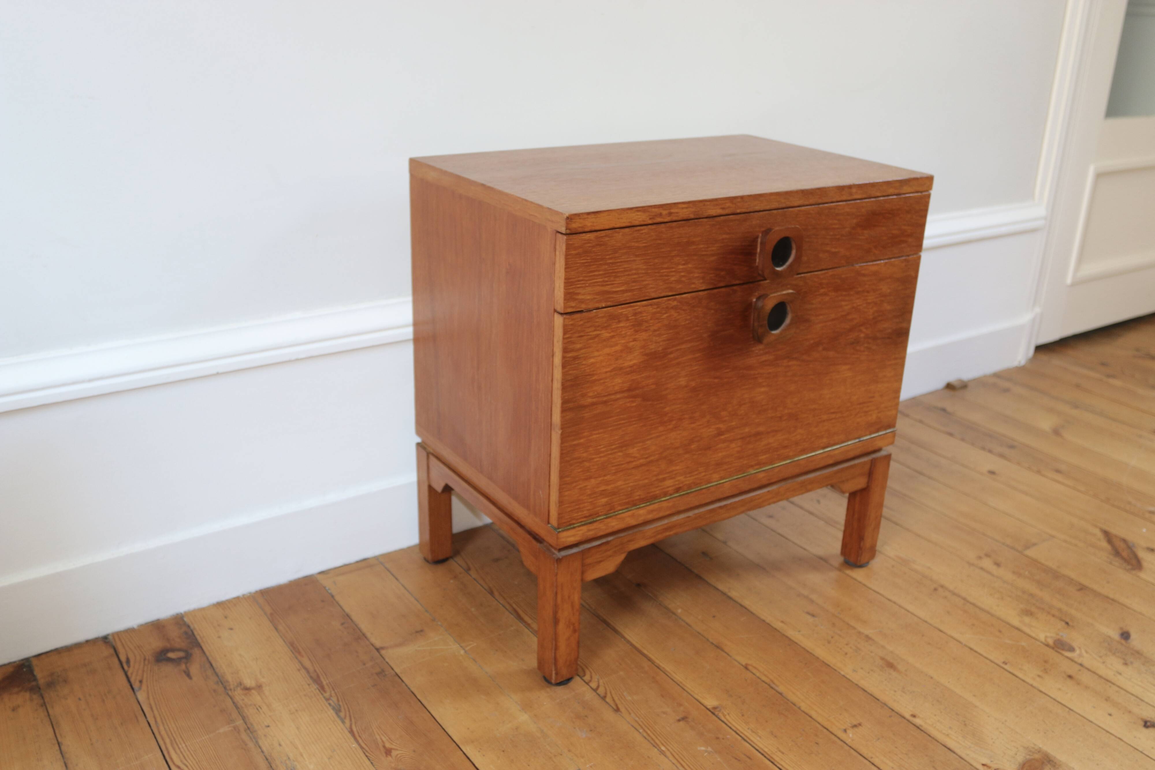Vintage modernist oak bedside table 1960