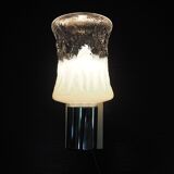 Torch type wall lamp in transparent and white glass