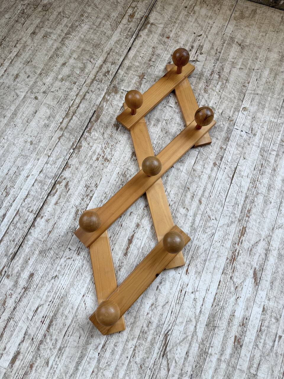 Pine wall coat rack 1980