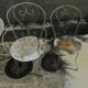 Salon de jardin en fer forge table et 2 fauteuils et 2 chaises