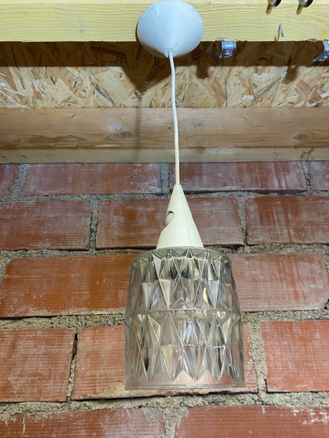Antique Pendant Light Molded Glass 70s Vintage