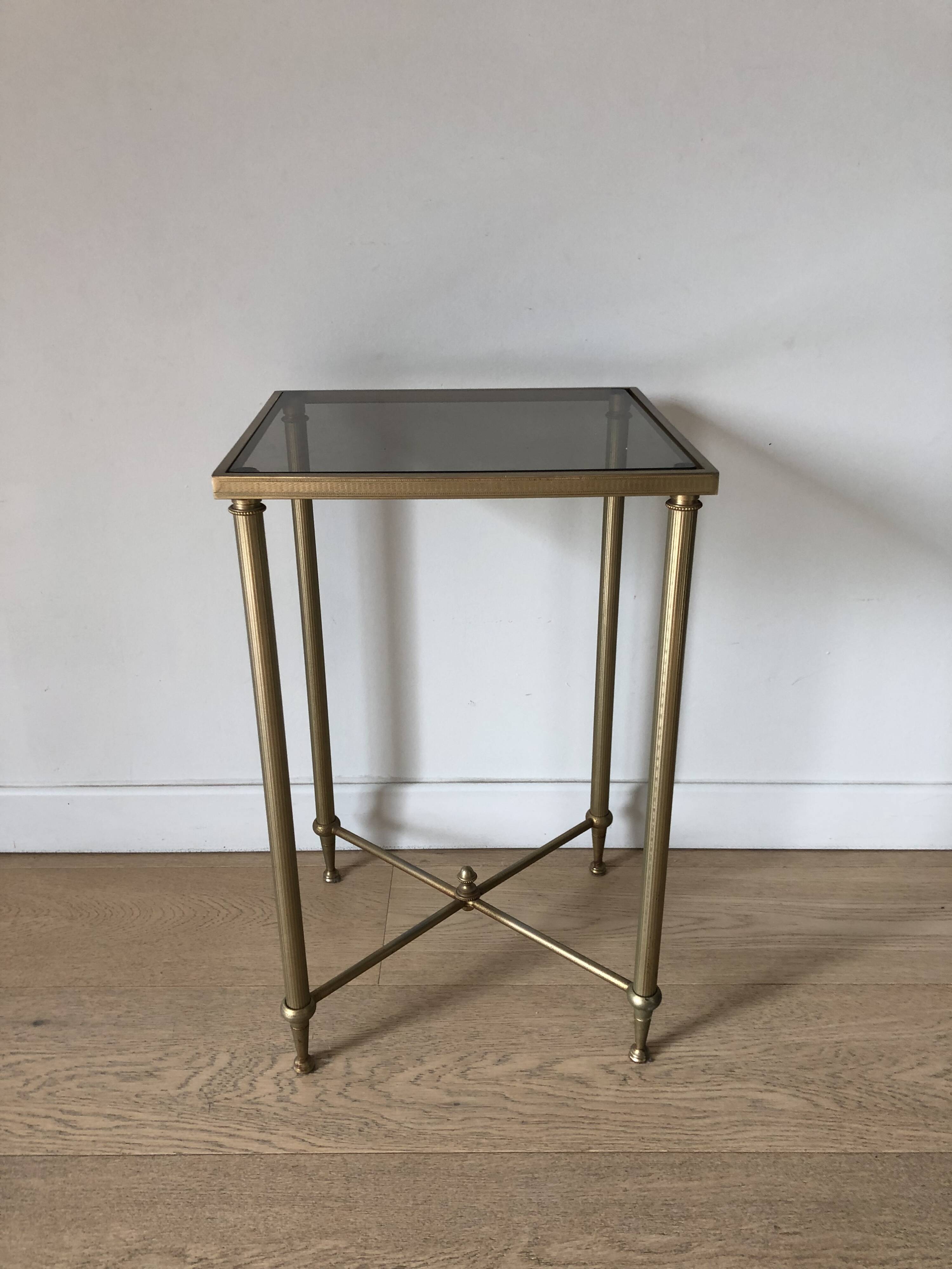 Brass and smoked glass stool