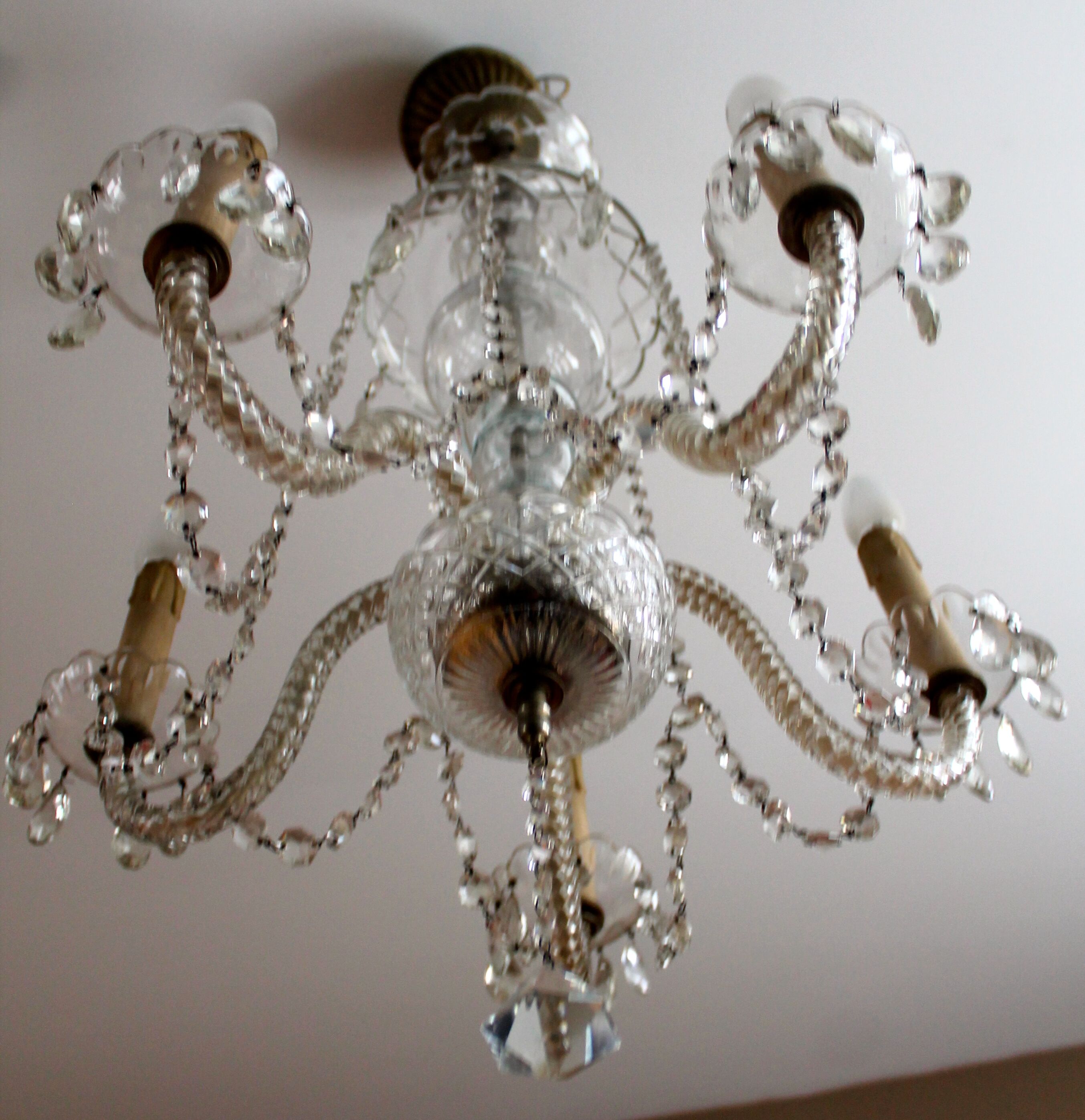 5 lights crystal pendant chandelier from Czechoslovakia