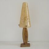 French vintage gold retro resin table lamp with marble effect cone shade.