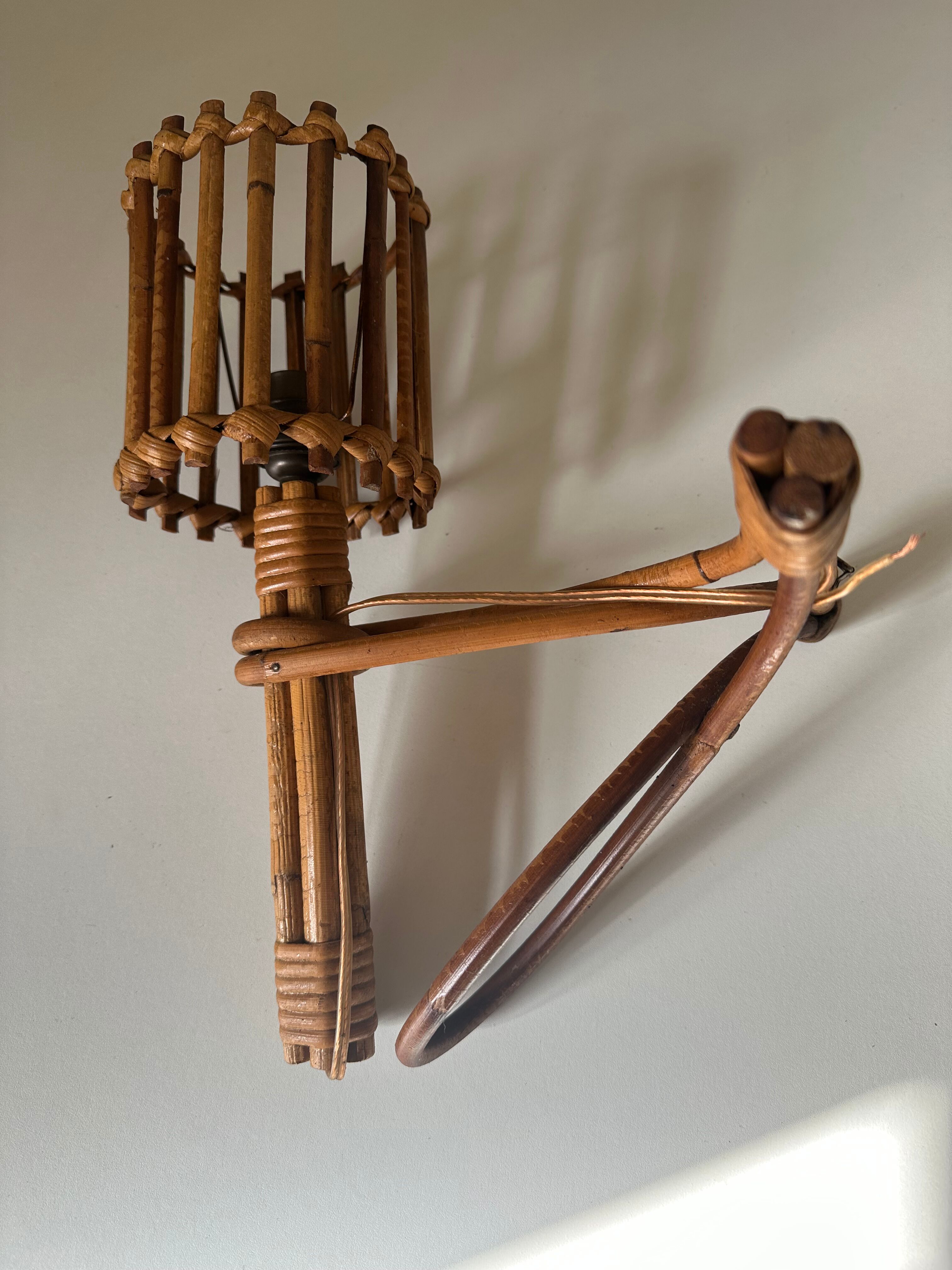 Vintage rattan wall lamp design 60 years