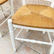 Paire de chaises paillées blanches vintage