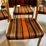 Suite of 6 self velvet striped chairs.