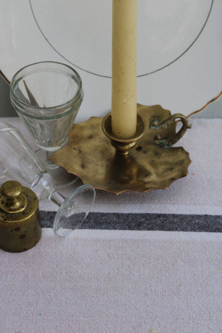 Gold-plated brass candle holder
