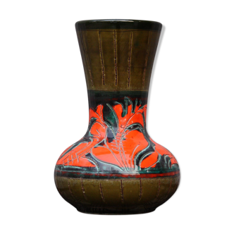 Vintage green and orange vase
