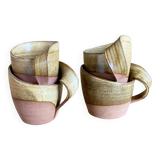4 tasses à café en grès faites à la main