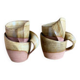 4 tasses à café en grès faites à la main