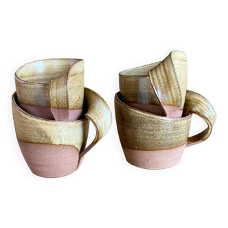 4 handmade stoneware coffee cups