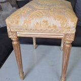Piano stool in gold wood, Empire style, 19th century upholstery restoration