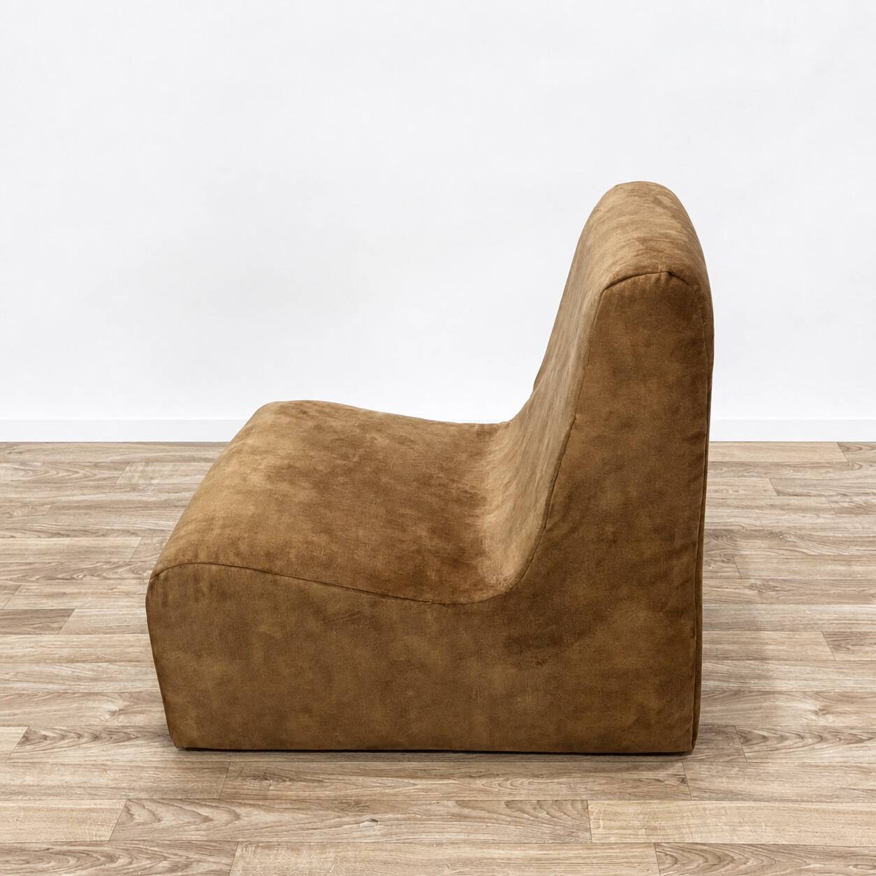 1970s armchair reupholstered in cognac velvet