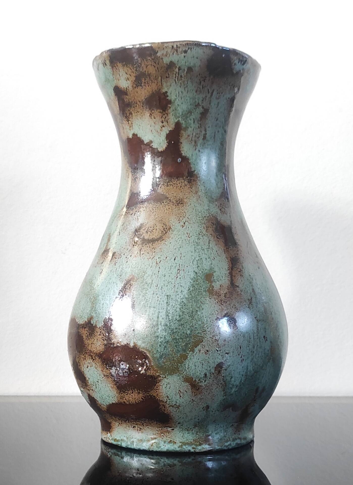 Vase balustre vintage en céramique émaillée