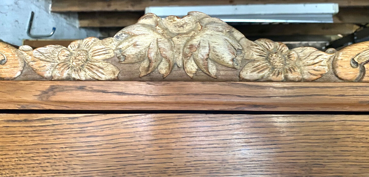 Vintage art deco wooden cabinet with mirror