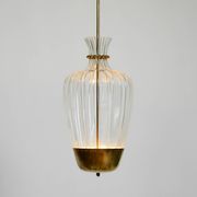 Mid-Century Pendant Lamp by Vereinigte Werkstätten, in Brass and Plexiglass