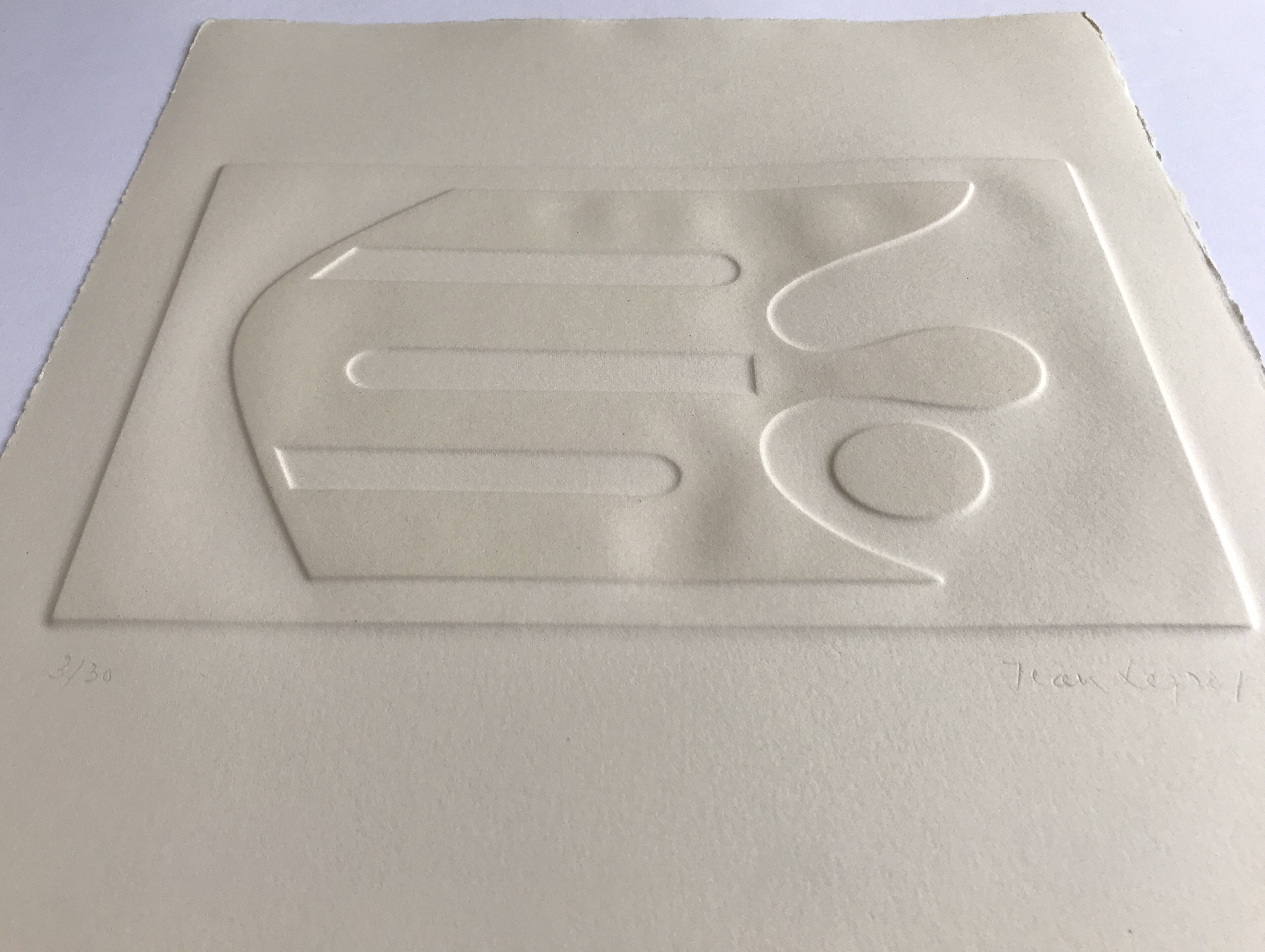 Signed and numbered print by Jean Legros, Geometric Relief II, c 1970