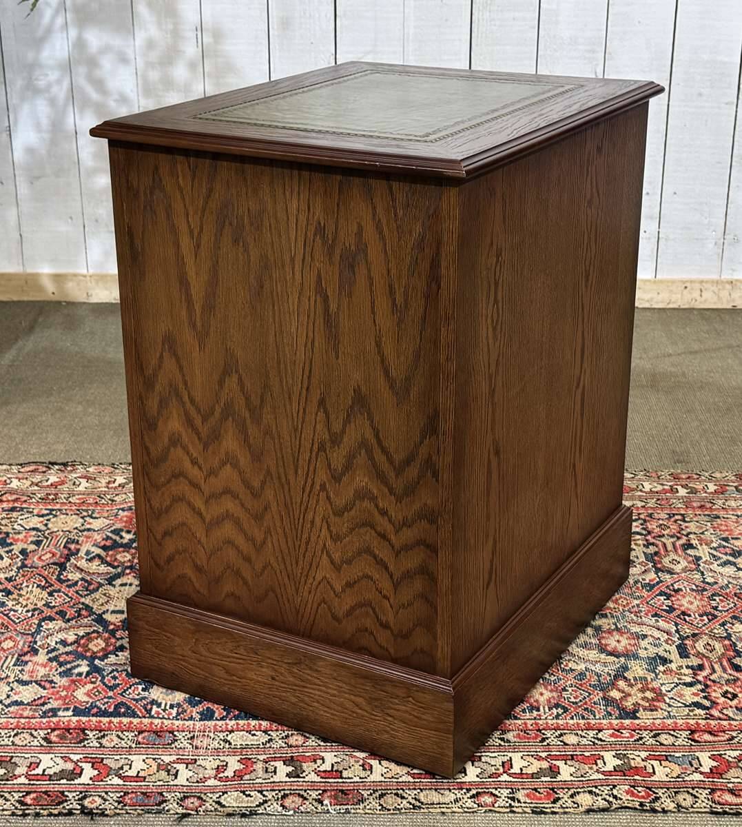 Office cabinet in oak with English leather top from the 1990s.