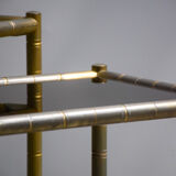 Pair of brassed coffee tables bamboo vintage 1970'