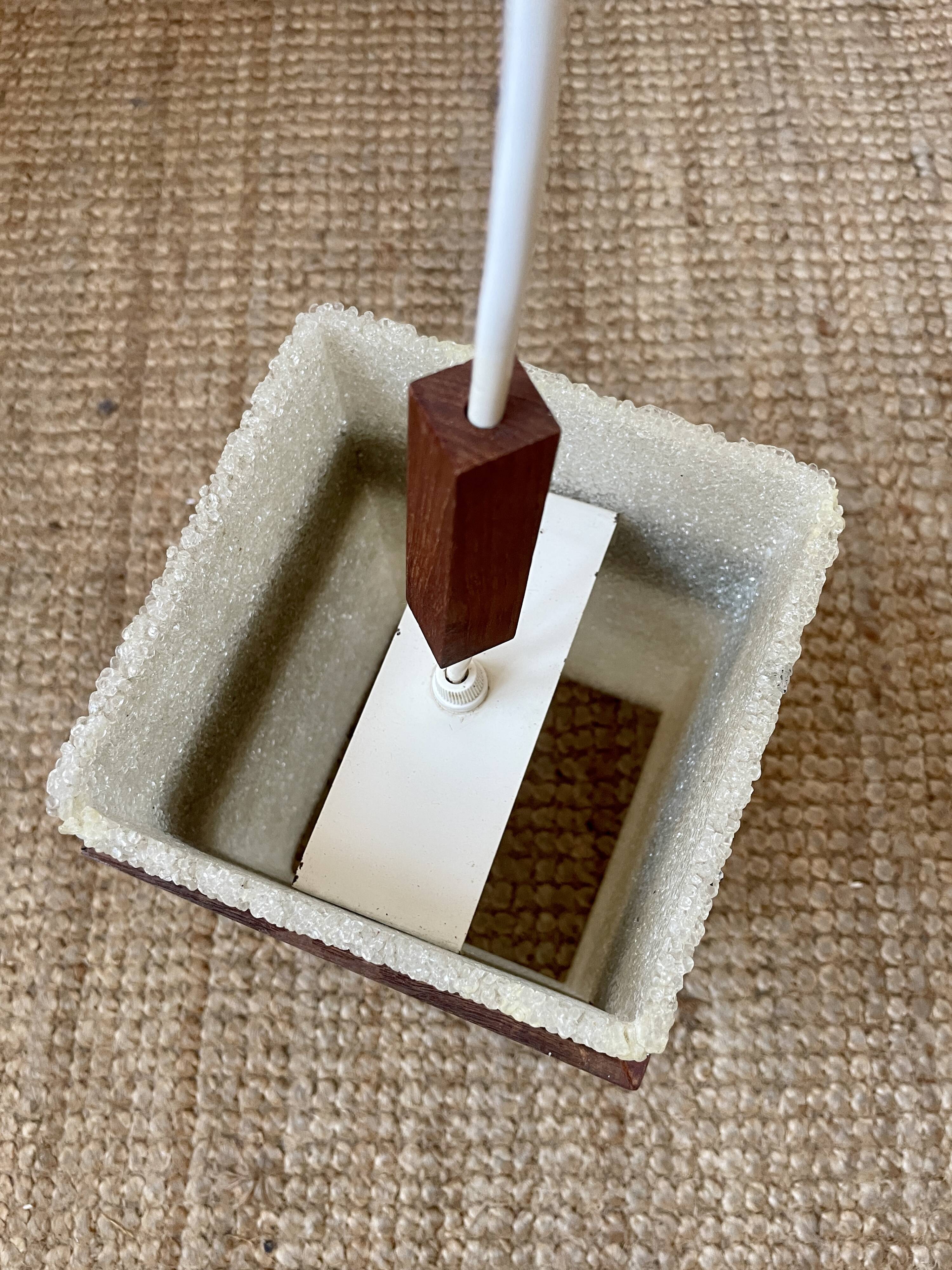 Teak and perspex pendant light from the 60s