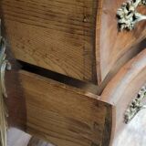 Louis XV style curved chest of drawers in marquetry circa 1880