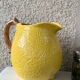 Lemon pitcher in ceramic slurry glazed yellow and green vintage
