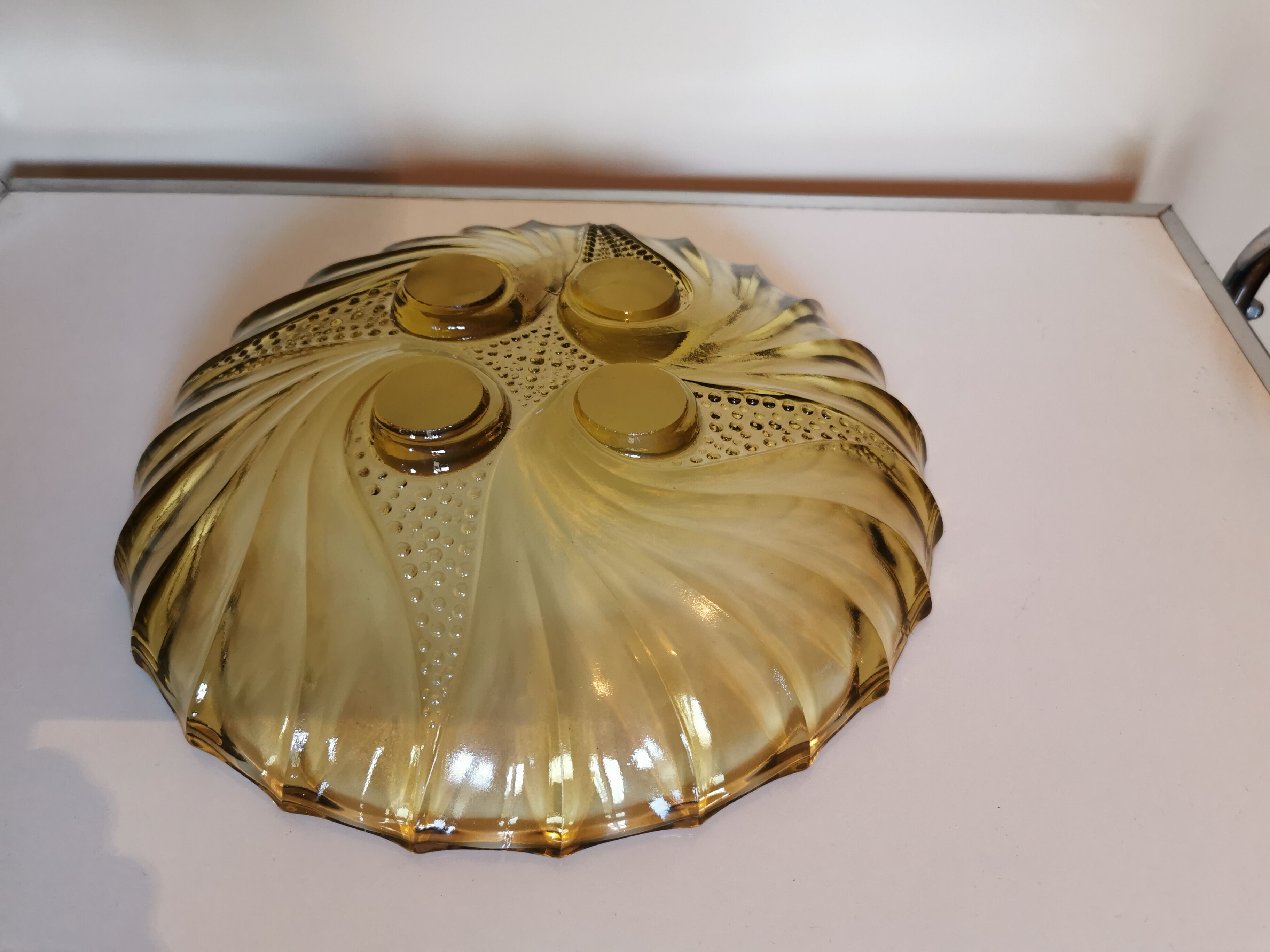 Art Deco dish in yellow glass