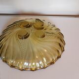 Plat art déco en verre jaune