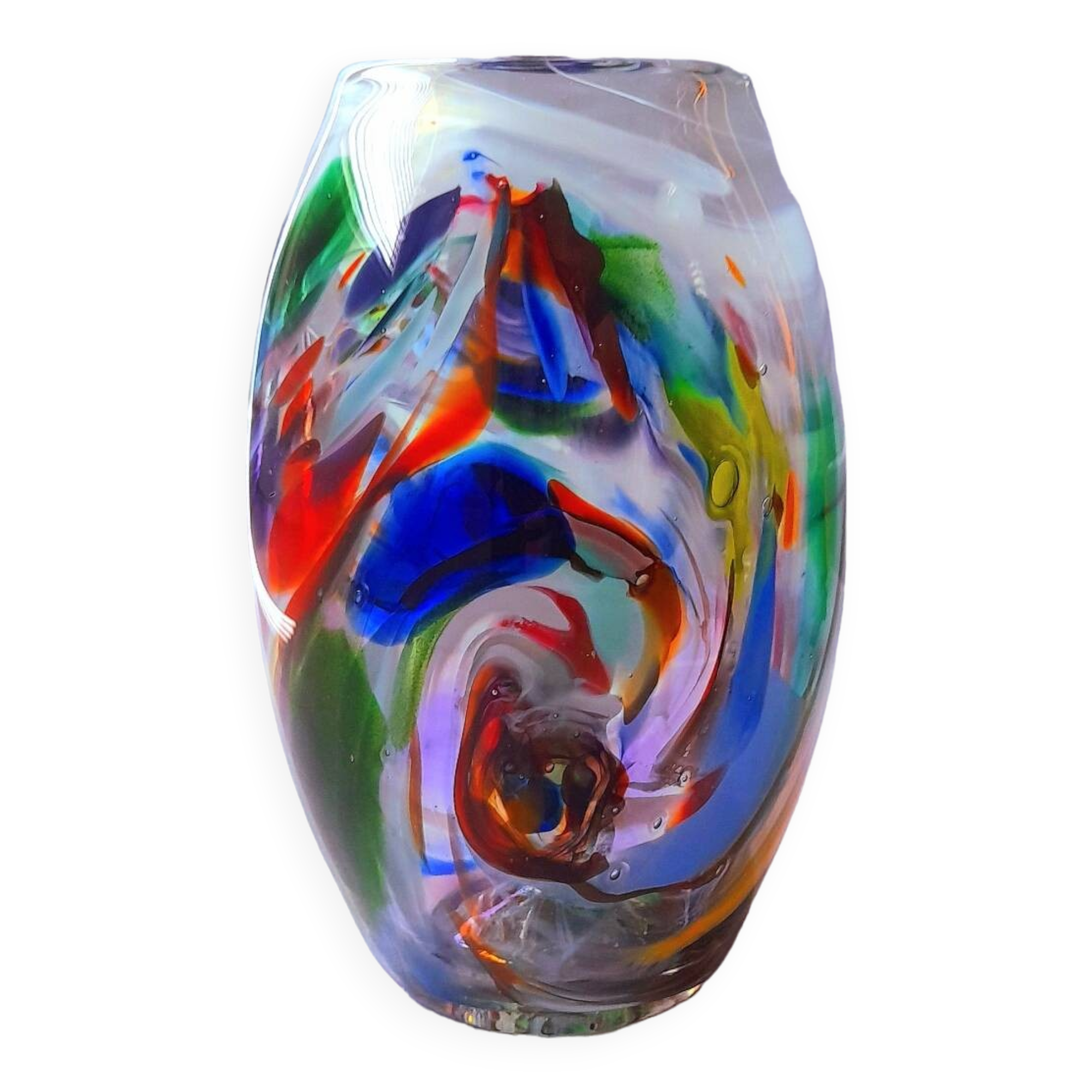 Multicolored Murano glass vase