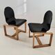 Chaises italiennes minimalistes en bois courbé des années 70, frêne et ébène