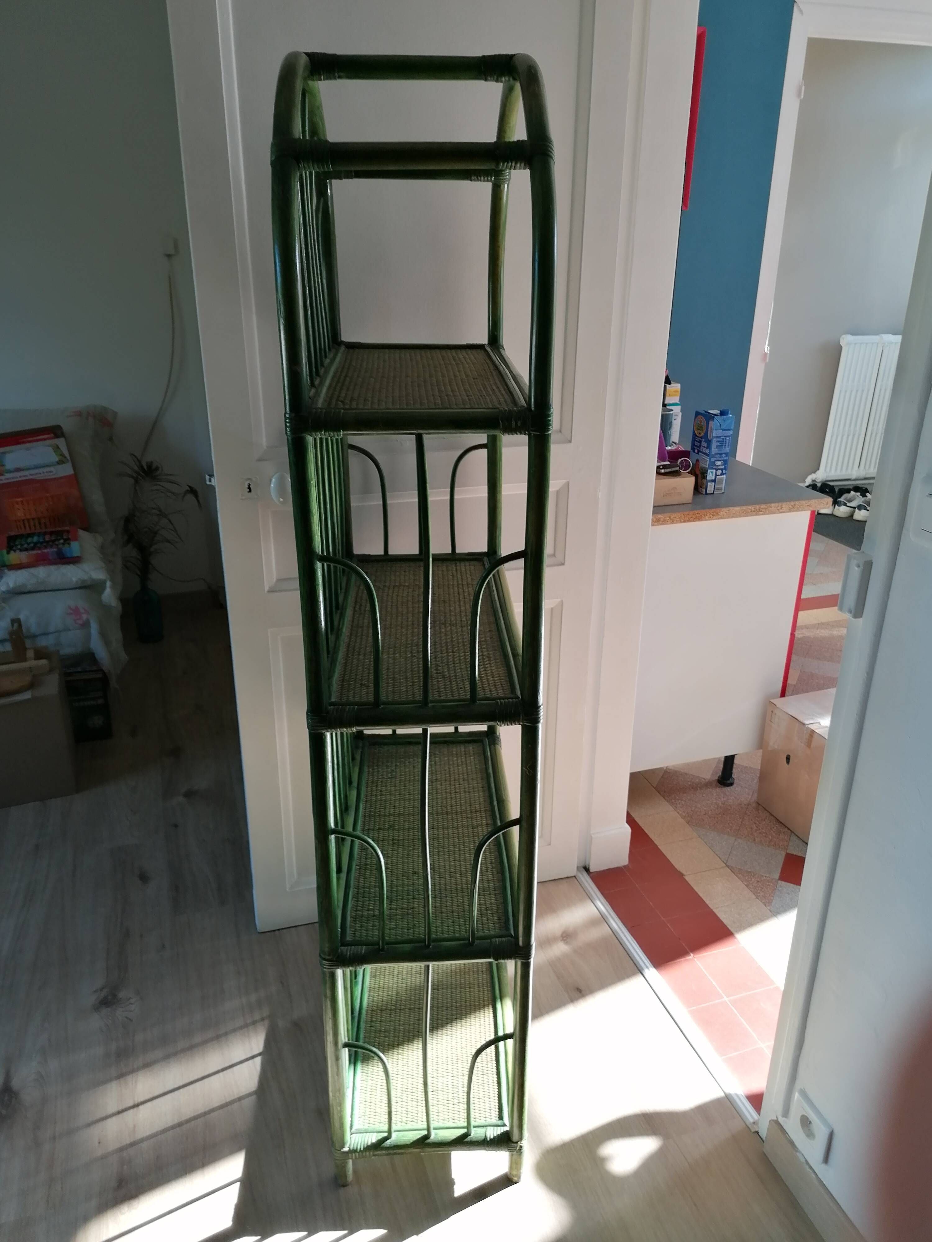 Étagère bambou /rotin verte