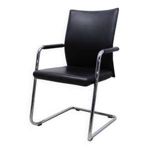 Chaise de bureau en cuir Grisberger Diagon Medium Noir