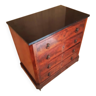 Commode ancienne placage acajou &amp; têtes de lion