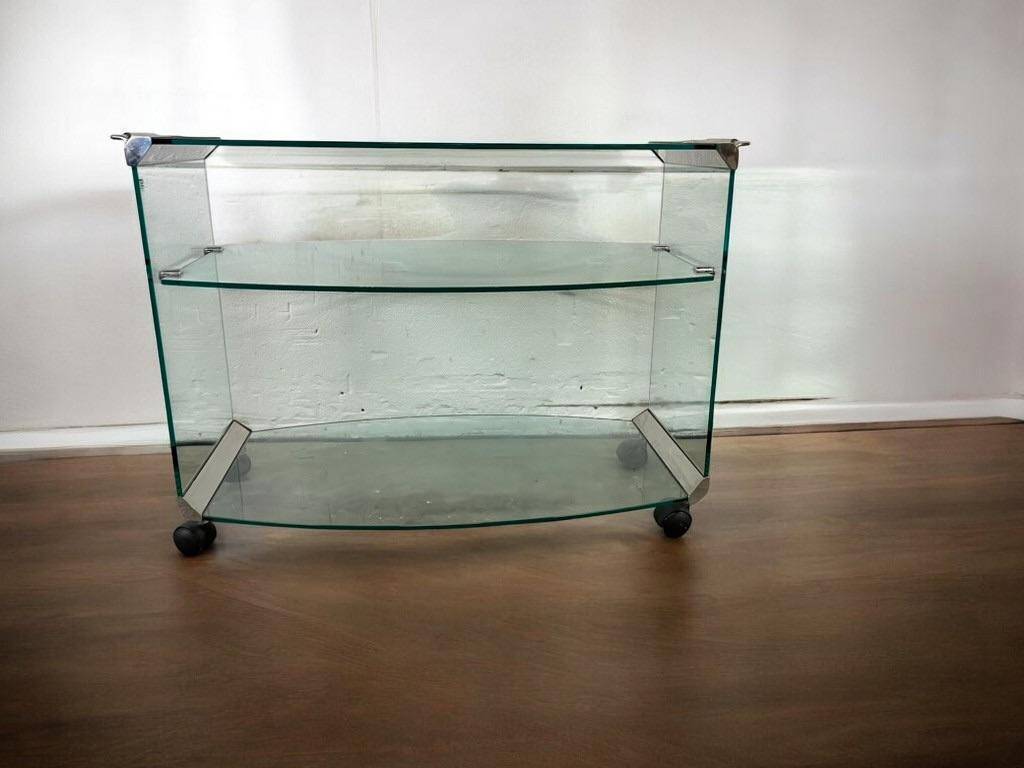 Bar cart/vintage cart in curved glass by Gallotti & Radice