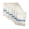 6 white cotton towels with blue stripe