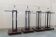 Wooden and brass coat rack, set of 4, 1970s