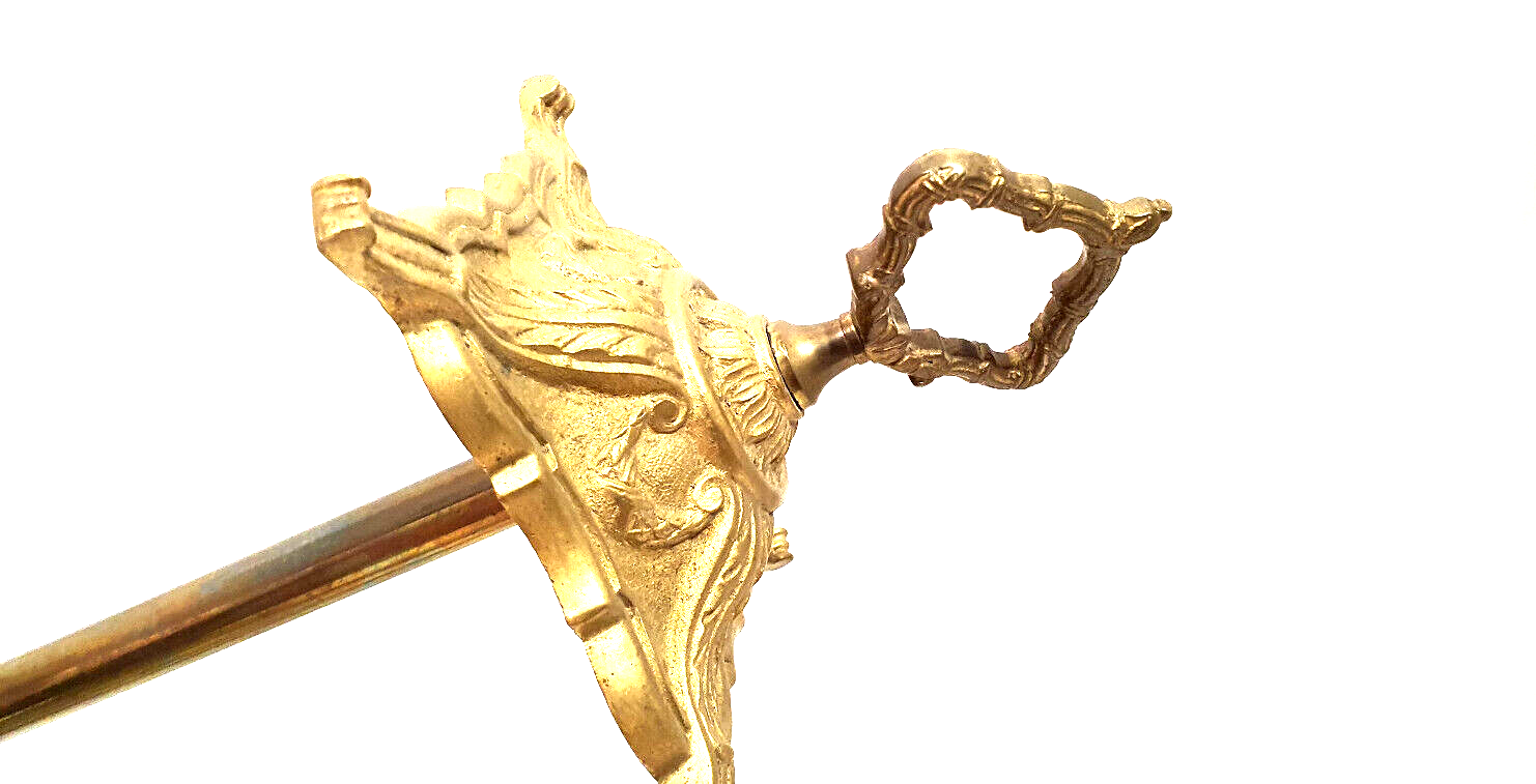 Old bronze chimney servant shovel broom bellows and clamp
